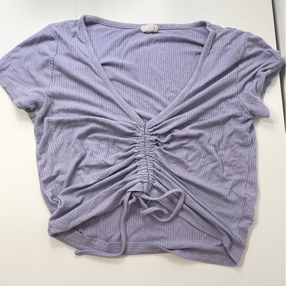 Ruched Tie Front Crop Top